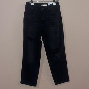 Juniors, black, ripped jeans, SO, high rise straight, size 7